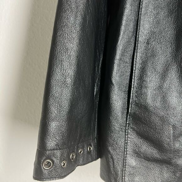 Vtg 80s JL Studio Leather Black Jacket Boho Size 16W - Picture 3 of 16